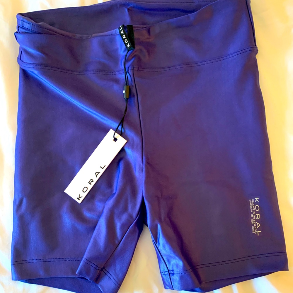 Women’s Koral shiny shorts, dark iris, brand new, size small